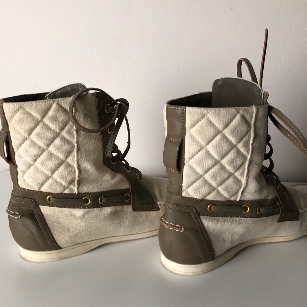 Balenciaga Leather & Canvas Laced Ankle Boot 38.5